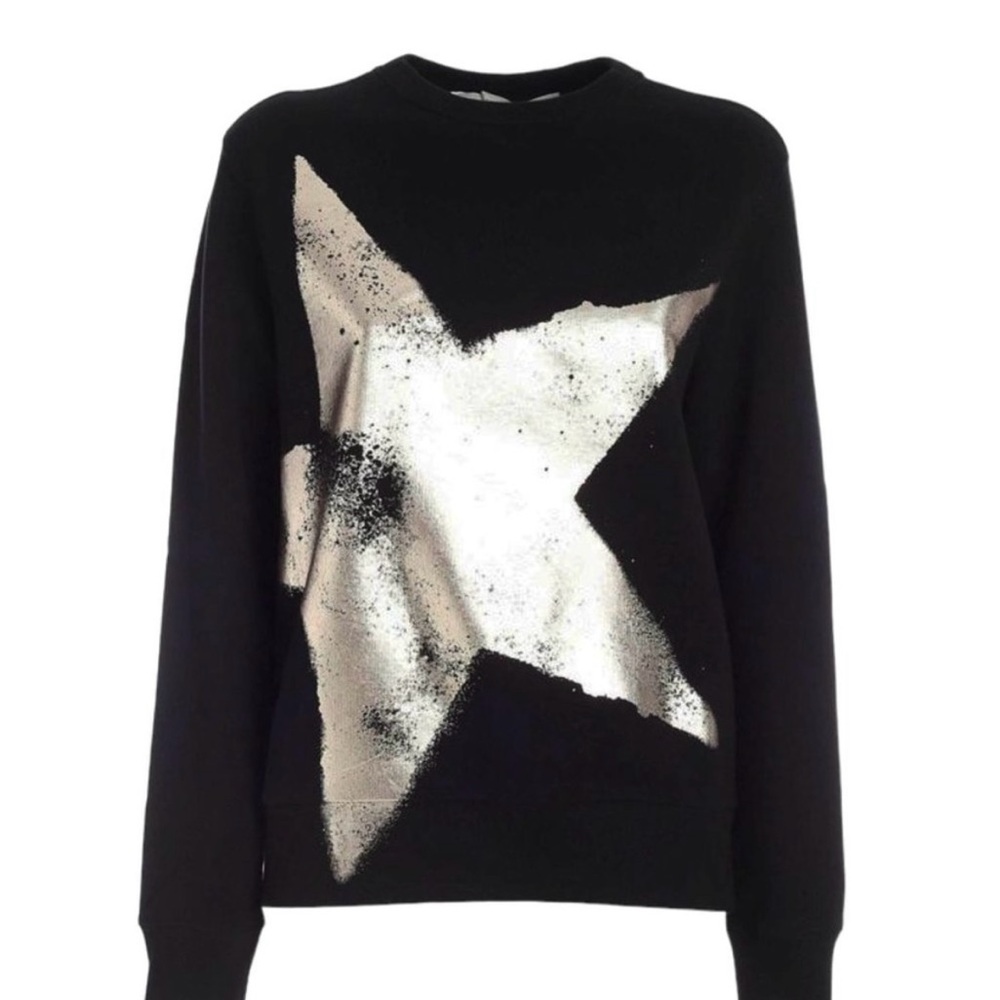 Golden Goose ATHENA Black Sweatshirt with laminated star print size M